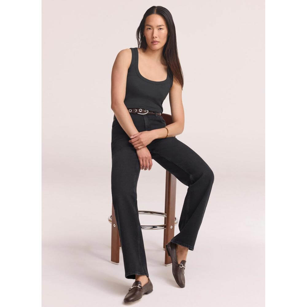 Mint Velvet Washed Black Straight Jeans
